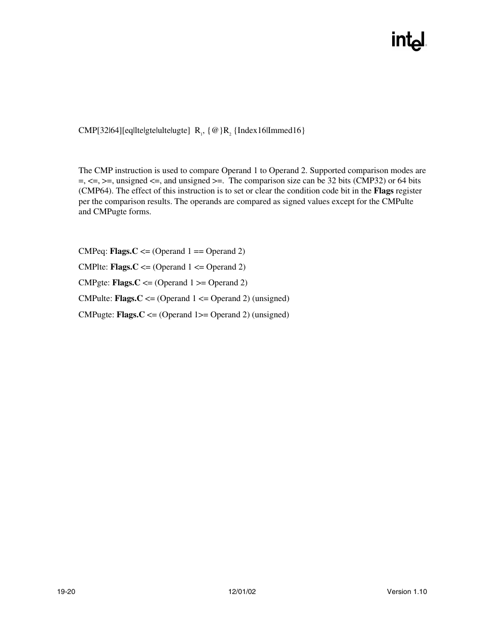 Cmp syntax, Description, Operation | Intel Extensible Firmware Interface User Manual | Page 794 / 1084