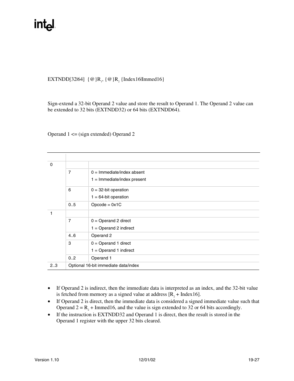 Extndd, Extndd syntax, Description | Operation, Behaviors and restrictions | Intel Extensible Firmware Interface User Manual | Page 801 / 1084