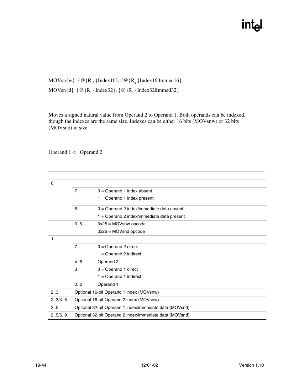 Movsn, Movsn syntax, Description | Operation | Intel Extensible Firmware Interface User Manual | Page 818 / 1084