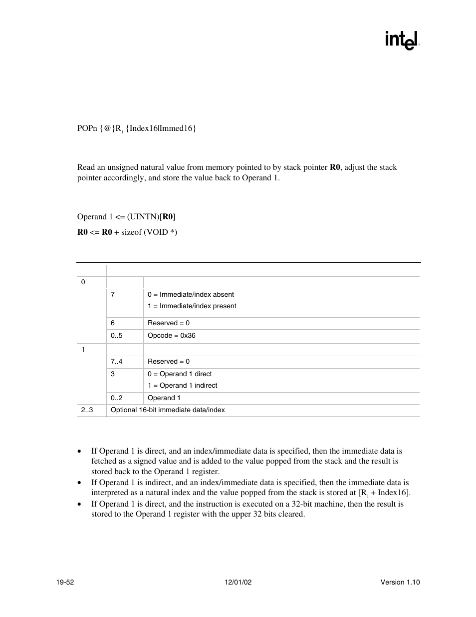 Popn, Popn syntax, Description | Operation, Behaviors and restrictions | Intel Extensible Firmware Interface User Manual | Page 826 / 1084