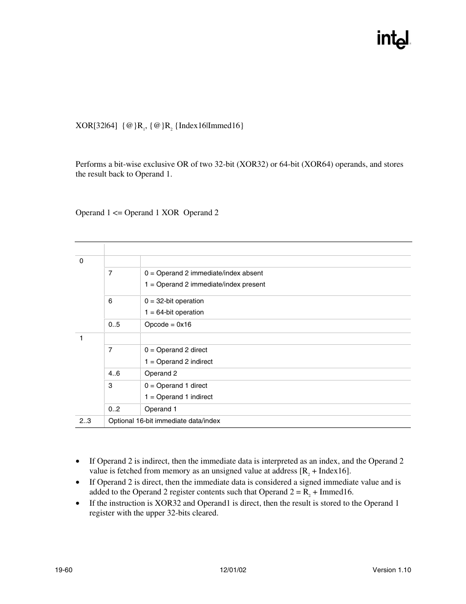 Xor syntax, Description, Operation | Behaviors and restrictions | Intel Extensible Firmware Interface User Manual | Page 834 / 1084