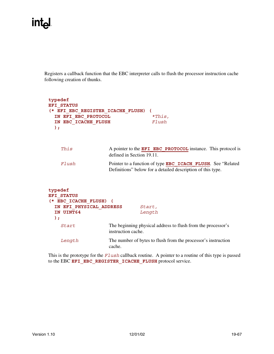 Efi_ebc_protocol.registericacheflush(), Registericacheflush(), Func | Intel Extensible Firmware Interface User Manual | Page 841 / 1084