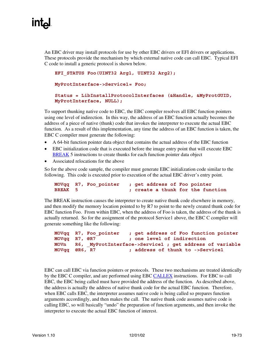 2 thunking native code to ebc, 3 thunking ebc to ebc | Intel Extensible Firmware Interface User Manual | Page 847 / 1084