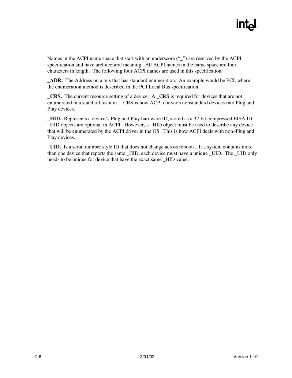 C.5 acpi terms | Intel Extensible Firmware Interface User Manual | Page 862 / 1084