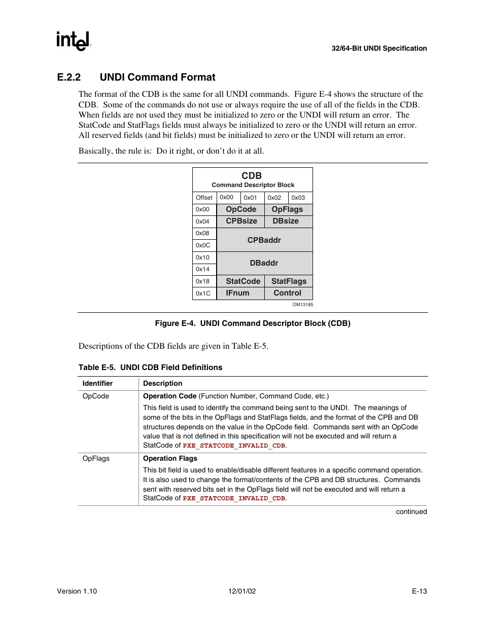 E.2.2 undi command format | Intel Extensible Firmware Interface User Manual | Page 879 / 1084