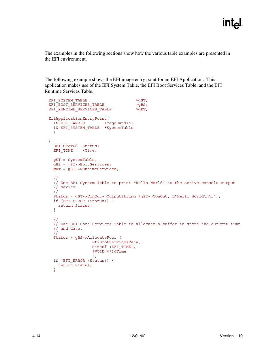 7 efi image entry point examples, 1 efi image entry point examples | Intel Extensible Firmware Interface User Manual | Page 92 / 1084