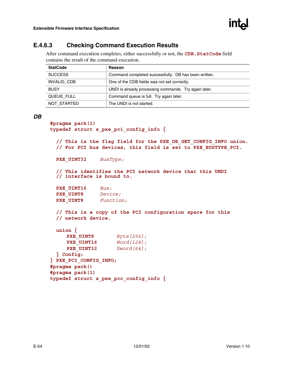 E.4.6.3 checking command execution results | Intel Extensible Firmware Interface User Manual | Page 920 / 1084