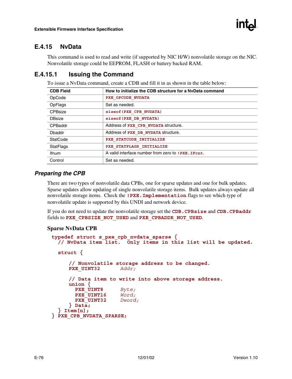 E.4.15 nvdata, E.4.15.1 issuing the command | Intel Extensible Firmware Interface User Manual | Page 942 / 1084