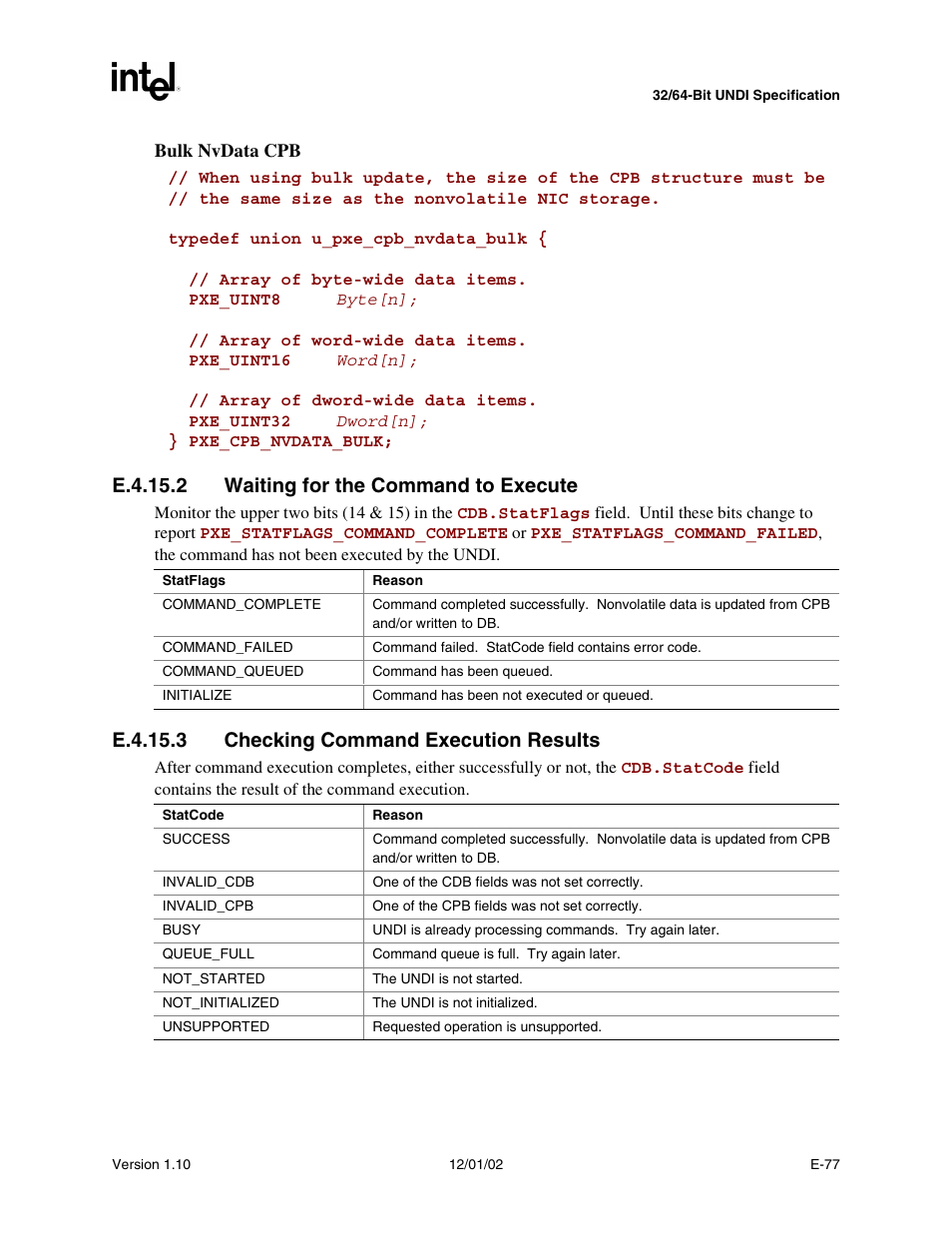 E.4.15.2 waiting for the command to execute, E.4.15.3 checking command execution results | Intel Extensible Firmware Interface User Manual | Page 943 / 1084