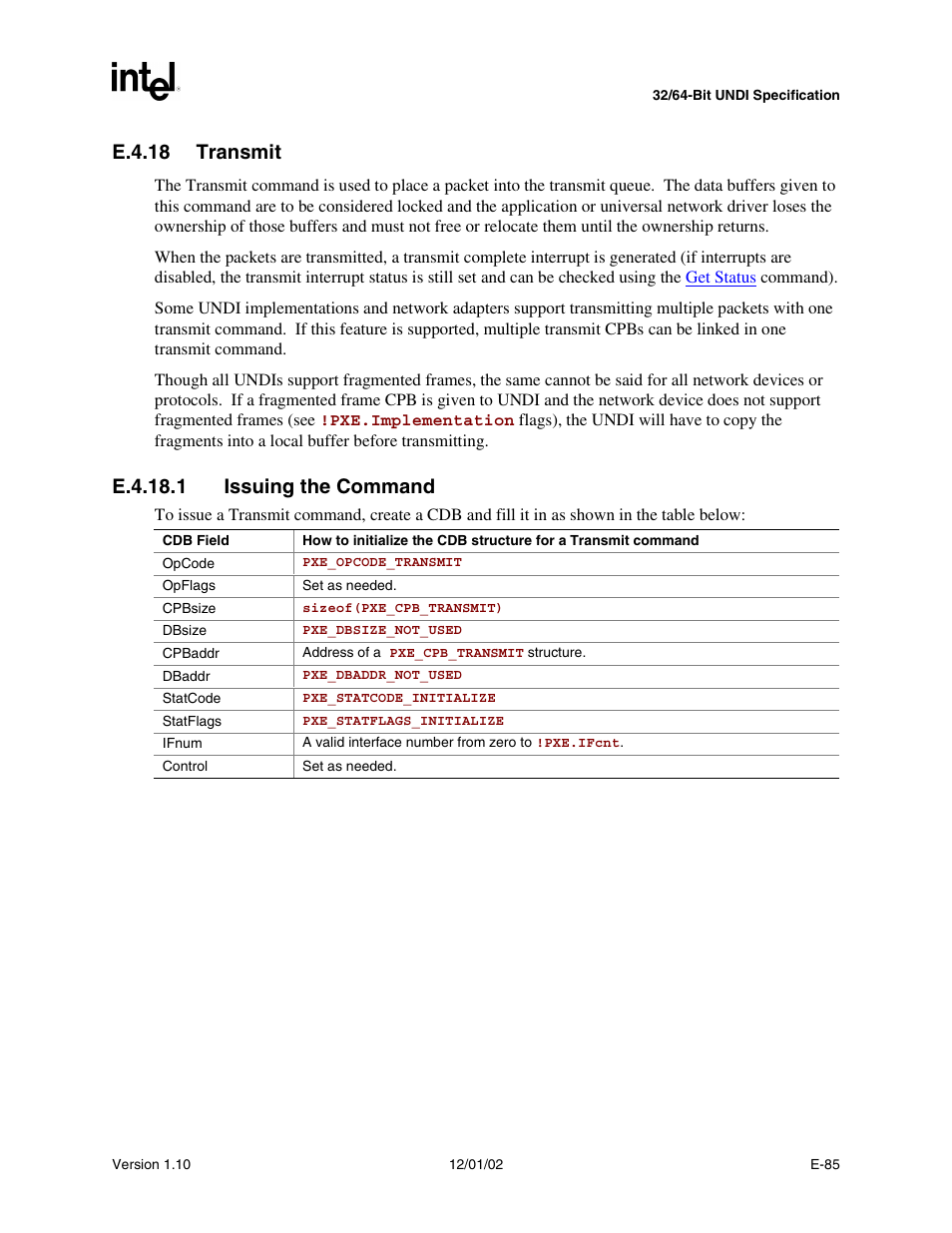 E.4.18 transmit, E.4.18.1 issuing the command | Intel Extensible Firmware Interface User Manual | Page 951 / 1084