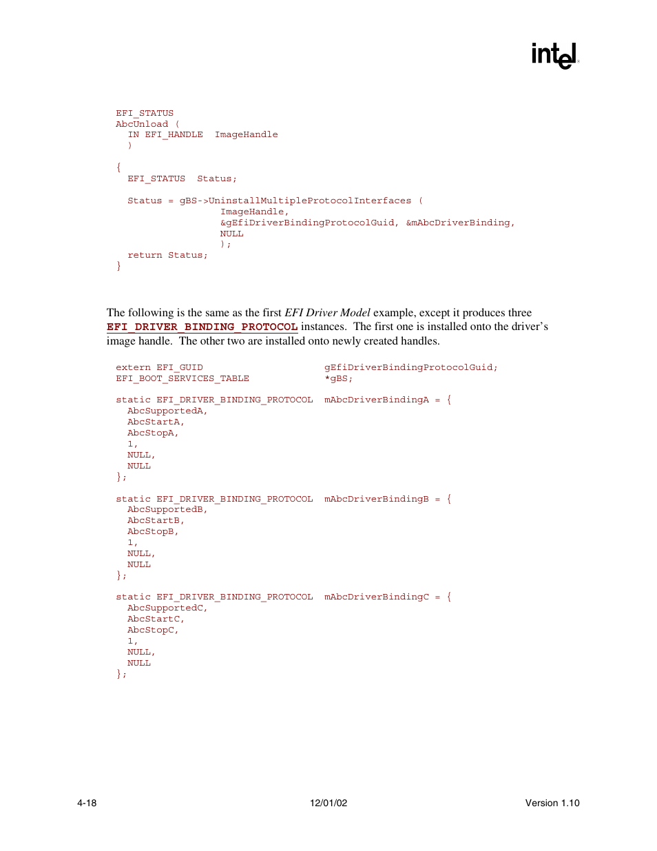 4 efi driver model example (multiple instances) | Intel Extensible Firmware Interface User Manual | Page 96 / 1084