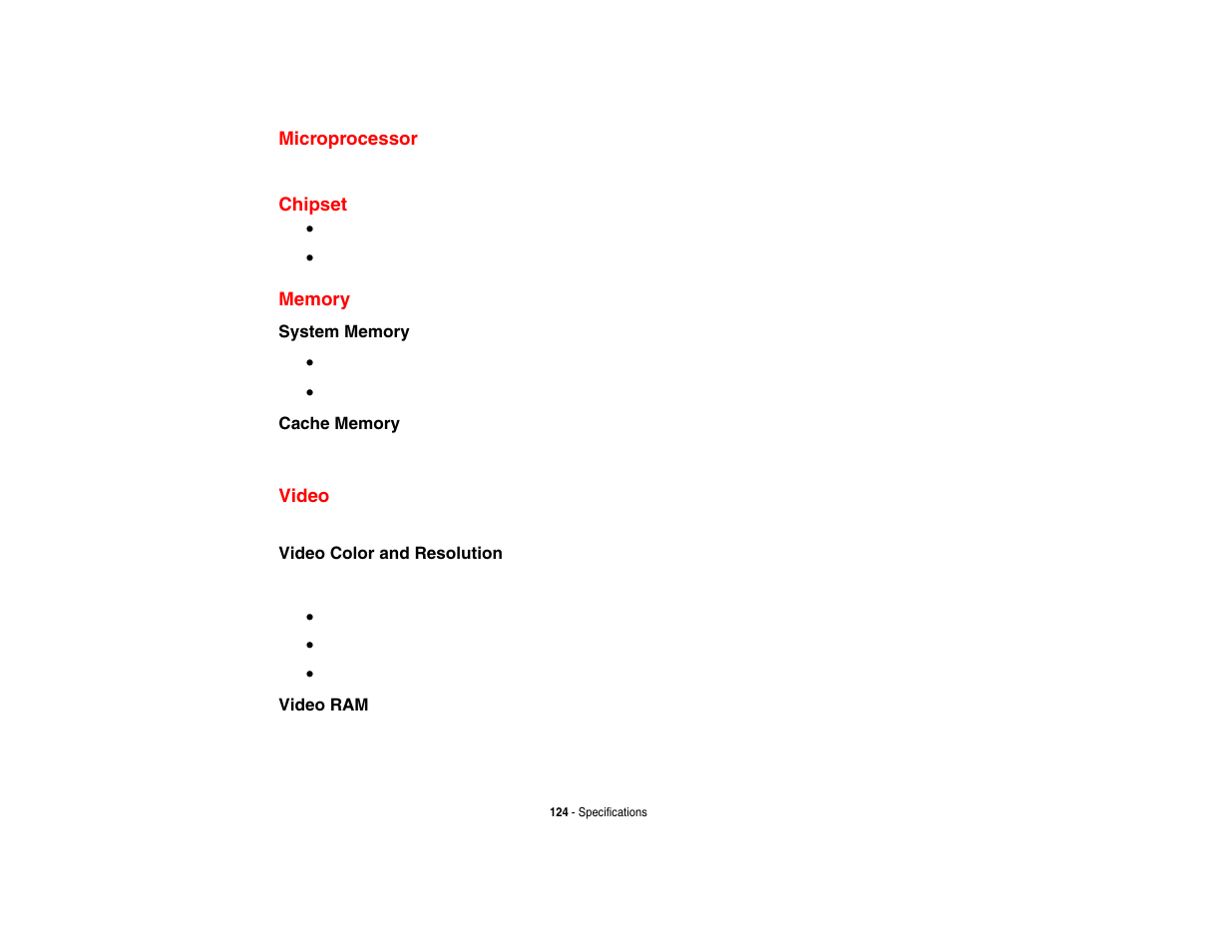 Microprocessor, Chipset, Memory | Video, Microprocessor chipset memory video | Intel Fujitsu P8010 User Manual | Page 125 / 195