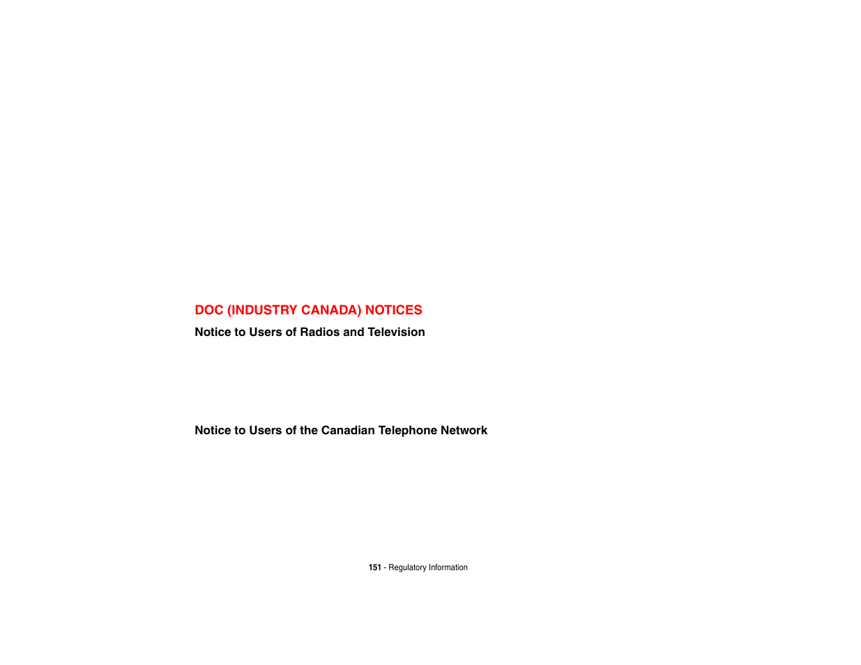 Doc (industry canada) notices | Intel Fujitsu P8010 User Manual | Page 152 / 195
