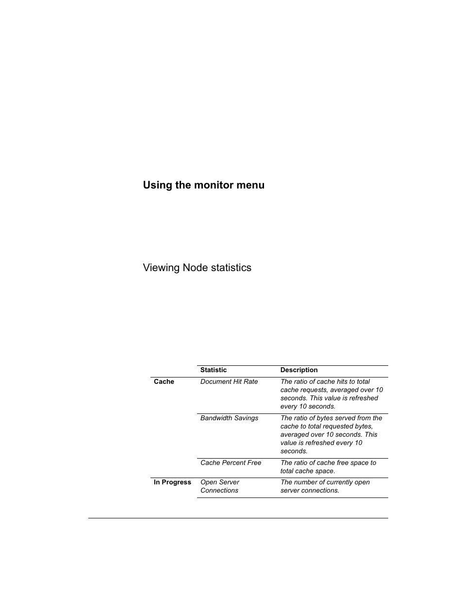 Using the monitor menu, Viewing node statistics, Viewing logging options | Using the monitor | Intel 1520 User Manual | Page 111 / 176