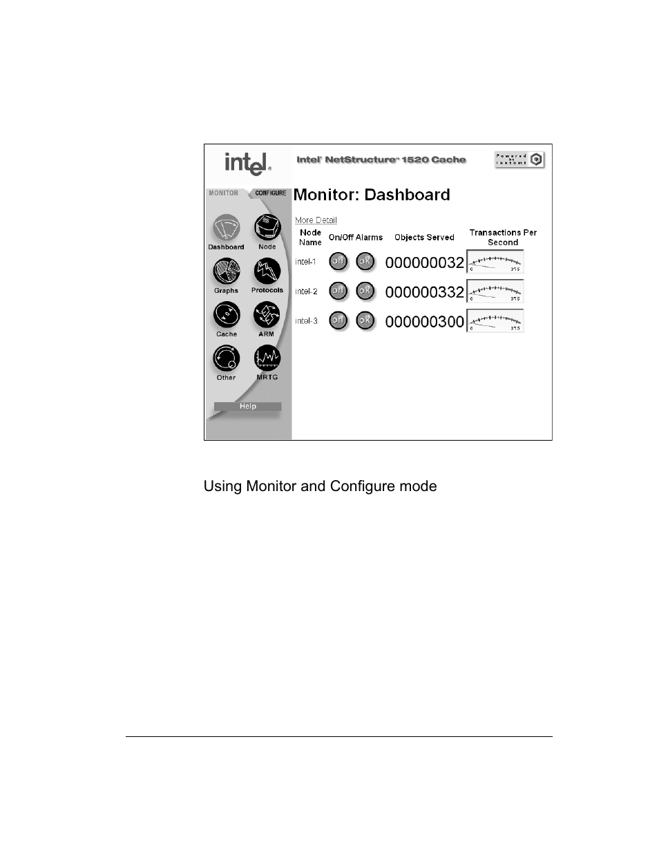Using monitor and configure mode | Intel 1520 User Manual | Page 25 / 176