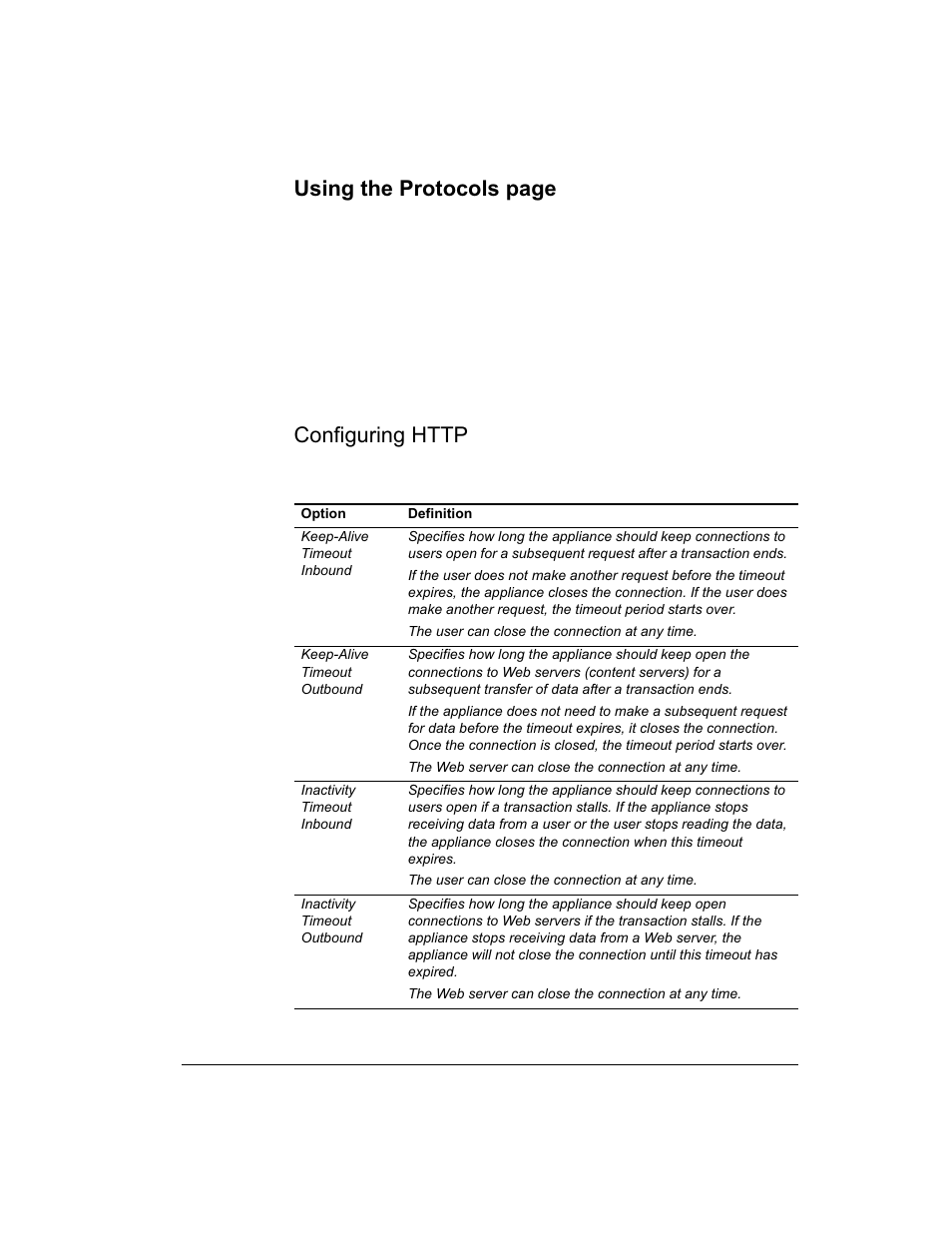 Configuring http, Using the protocols page | Intel 1520 User Manual | Page 42 / 176
