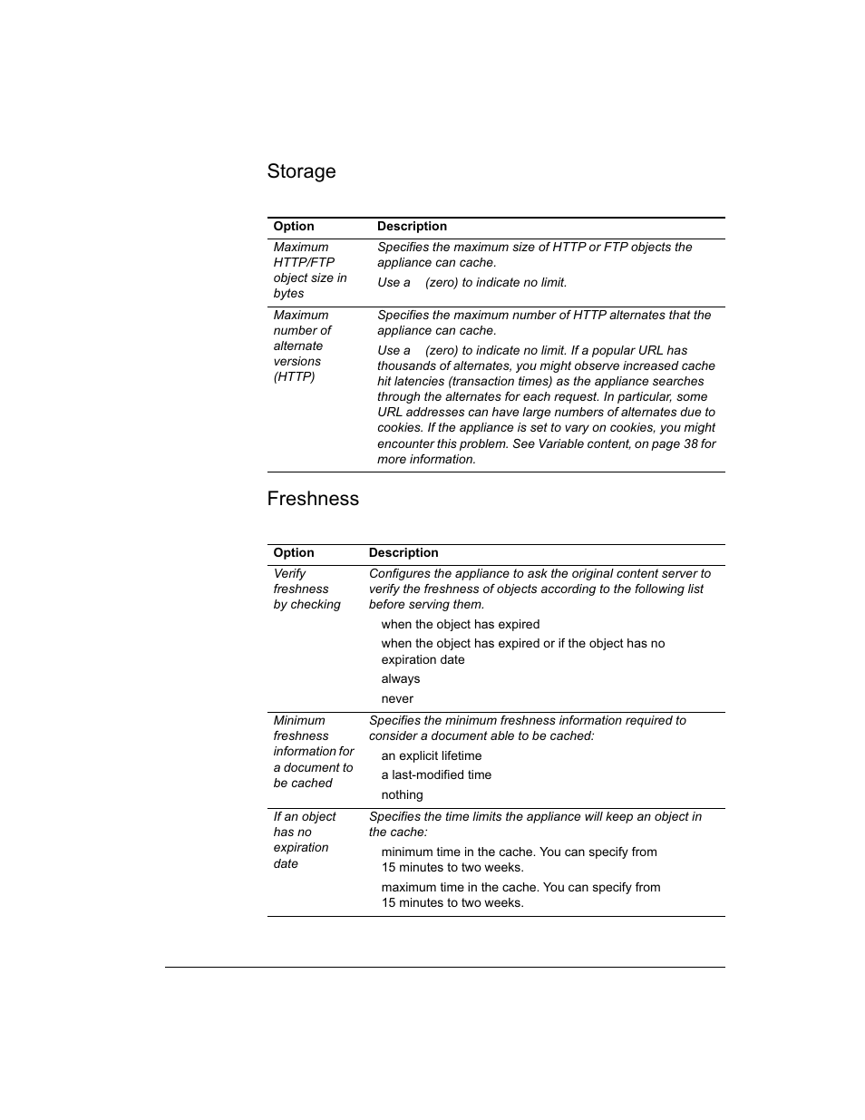 Storage, Freshness | Intel 1520 User Manual | Page 48 / 176