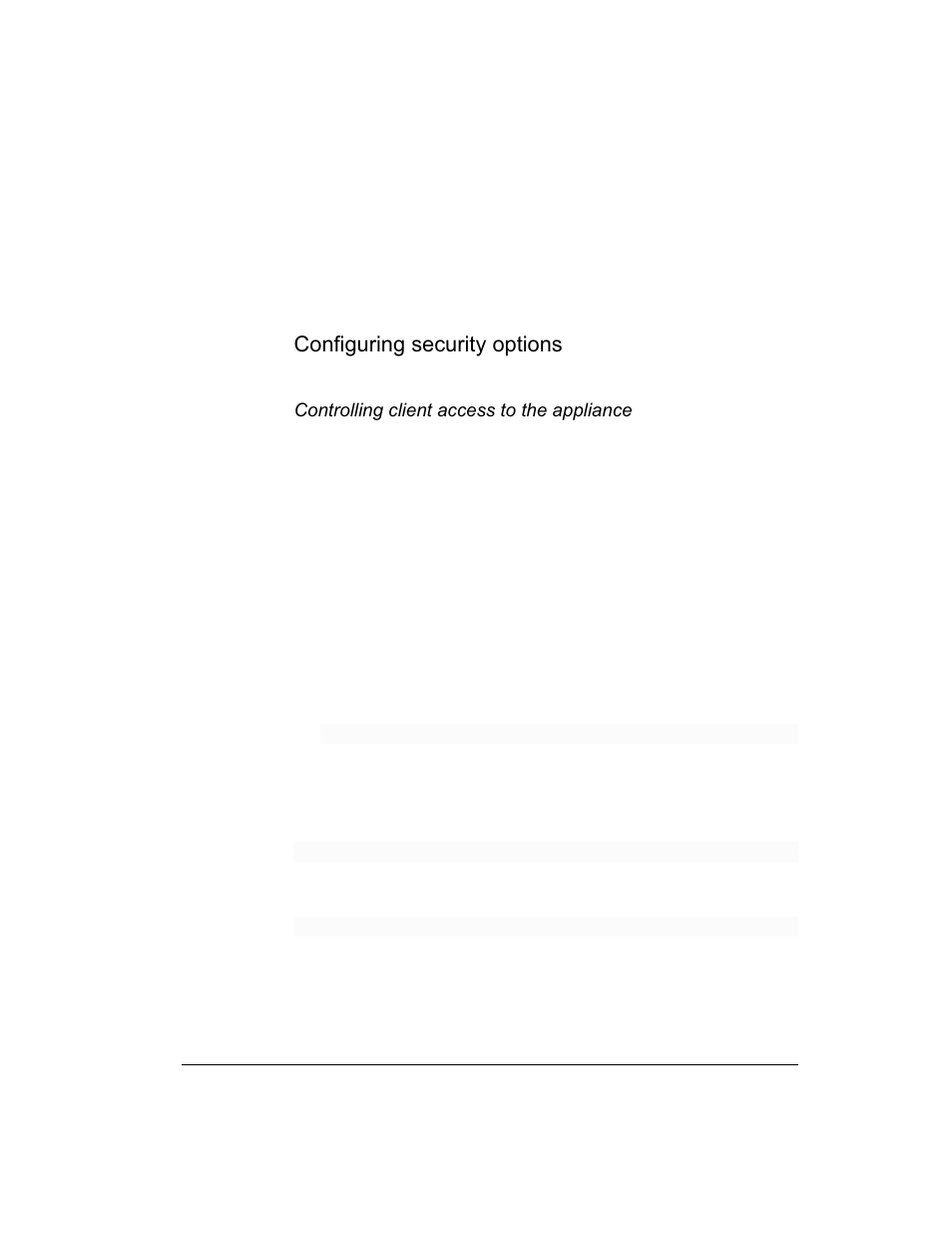 Configuring security options, Controlling client access to the appliance, Viewing cache rules | Adding ip allow rules, Deleting ip allow rules | Intel 1520 User Manual | Page 94 / 176