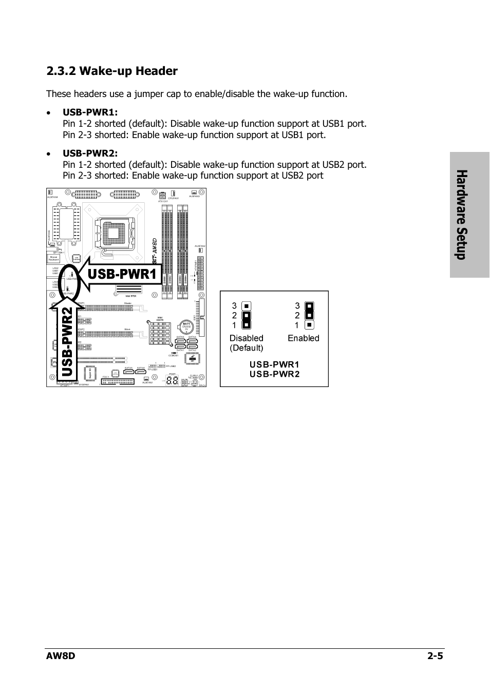 Wake-up header, 2 wake-up header -5, Hardware setup | Intel AW8D User Manual | Page 13 / 80