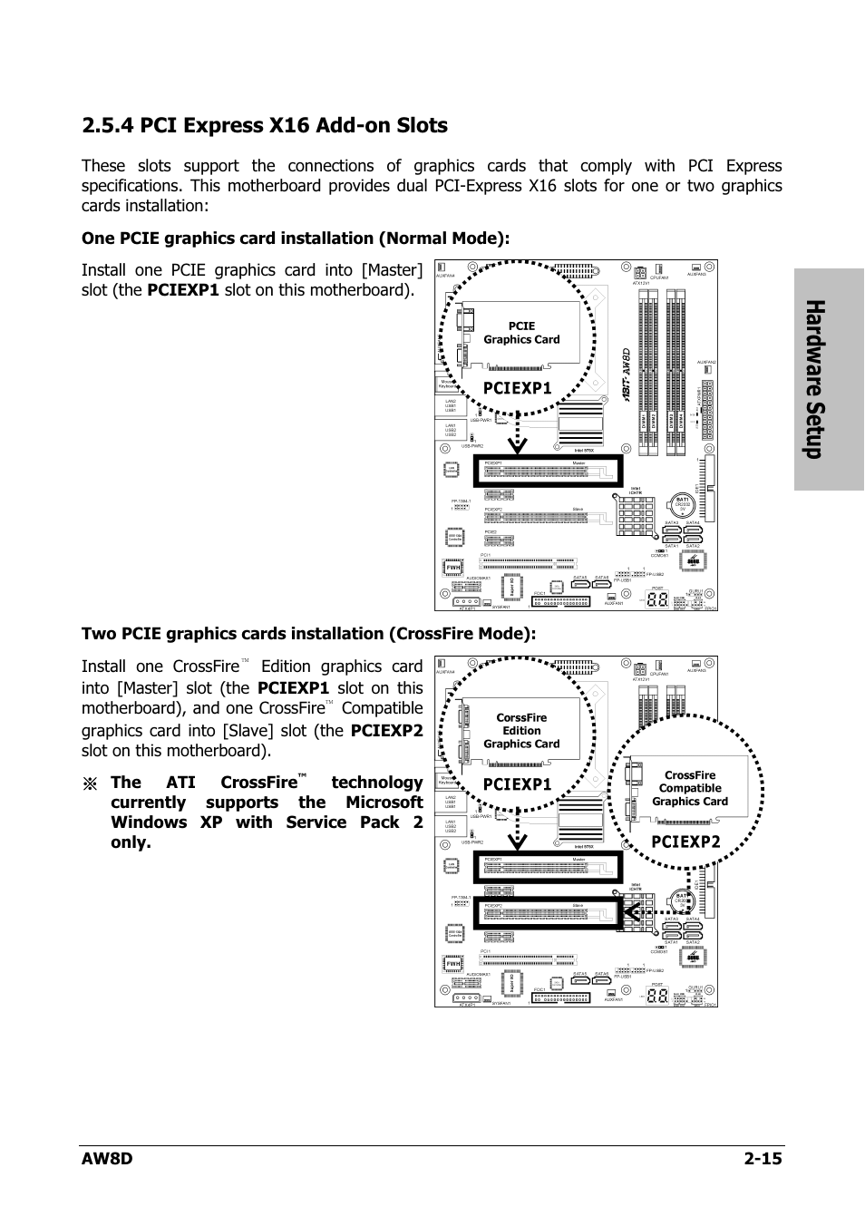 Pci express x16 add-on slots, 4 pci express x16 add-on slots -15, Hardware setup | 4 pci express x16 add-on slots | Intel AW8D User Manual | Page 23 / 80