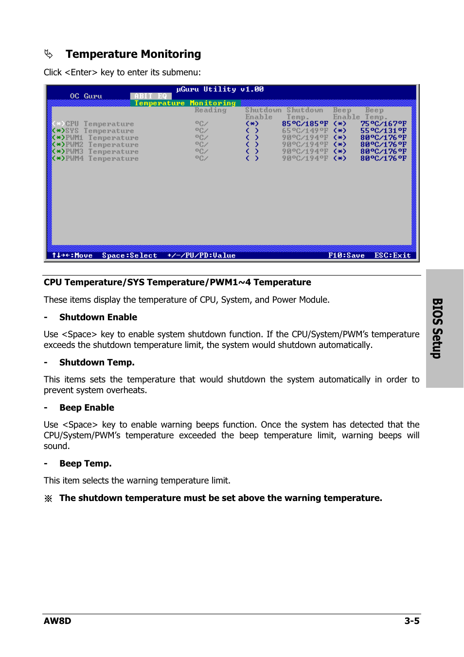 Bios setup | Intel AW8D User Manual | Page 39 / 80