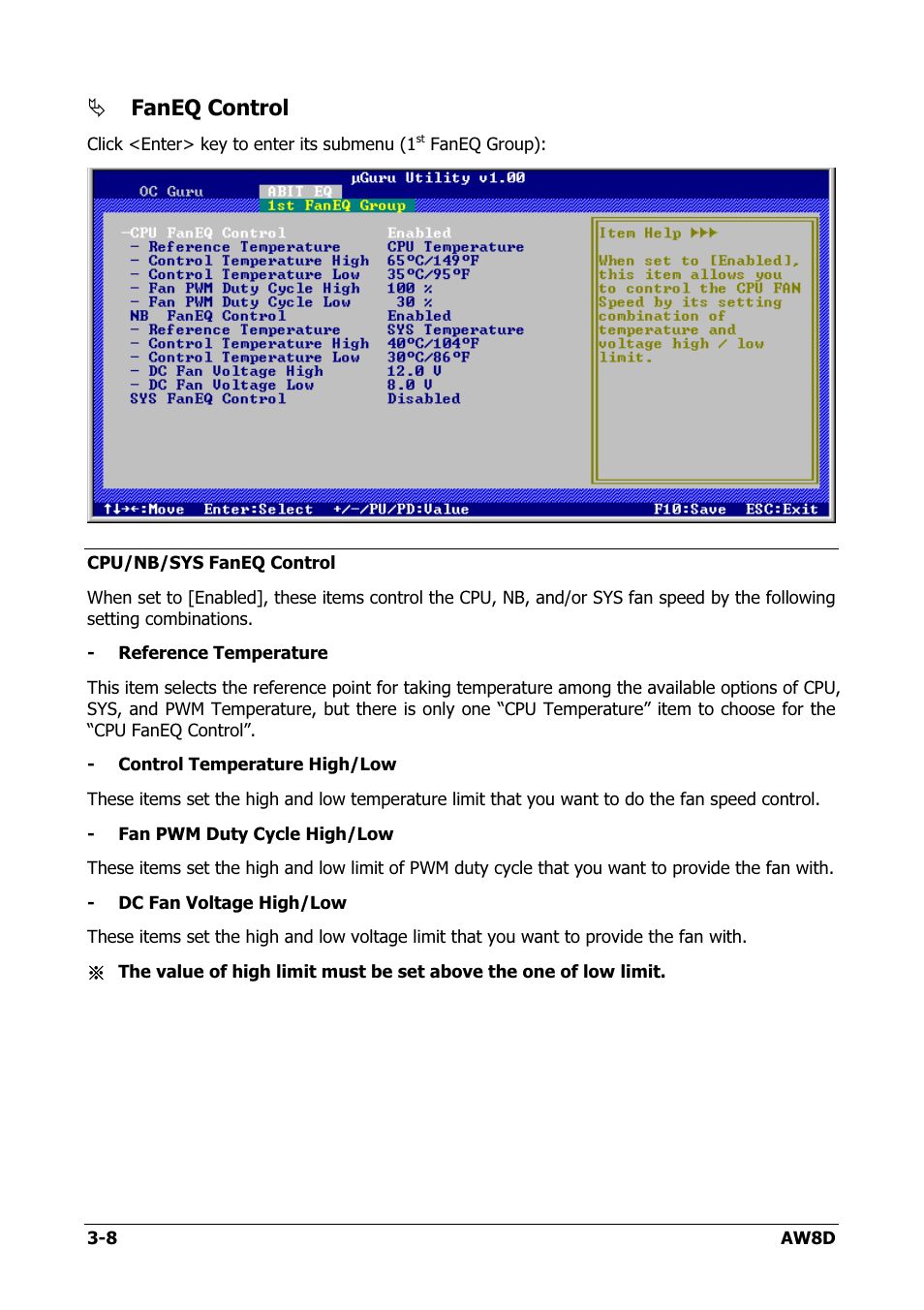 Faneq control | Intel AW8D User Manual | Page 42 / 80