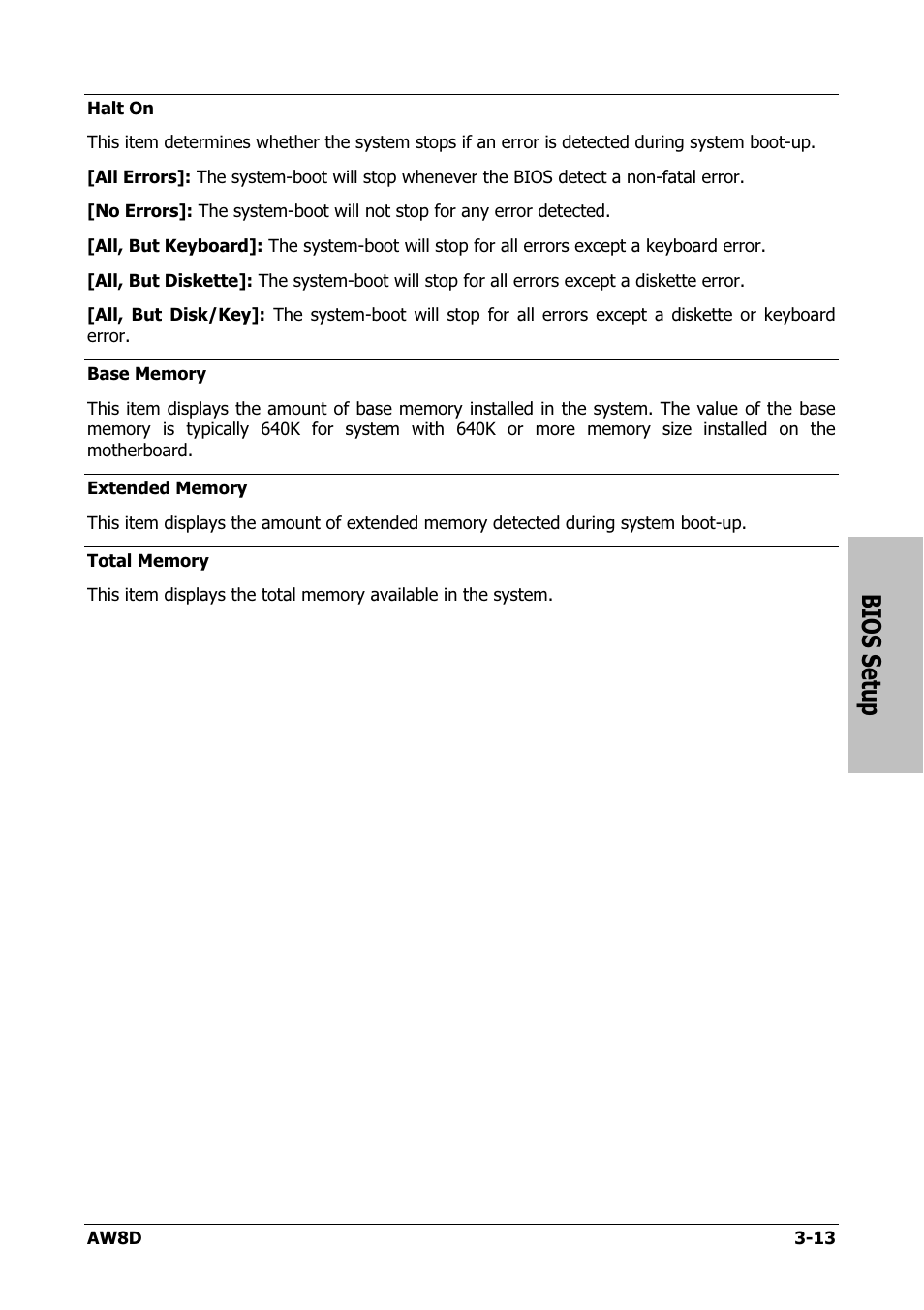 Bios setup | Intel AW8D User Manual | Page 47 / 80