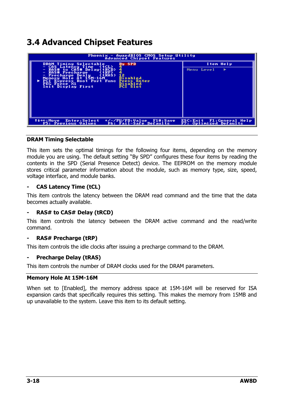 Advanced chipset features, 4 advanced chipset features -18, 4 advanced chipset features | Intel AW8D User Manual | Page 52 / 80