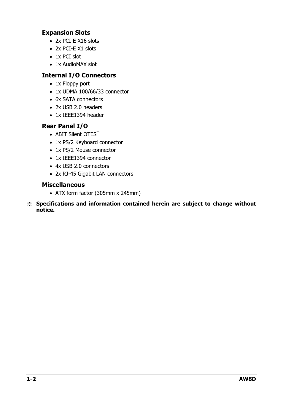 Intel AW8D User Manual | Page 6 / 80