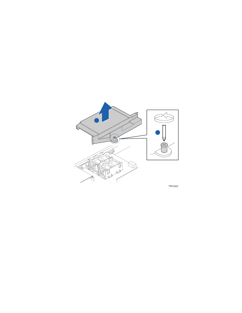 Removing the power supply air duct, Installing the power supply air duct | Intel SR1450 User Manual | Page 56 / 87