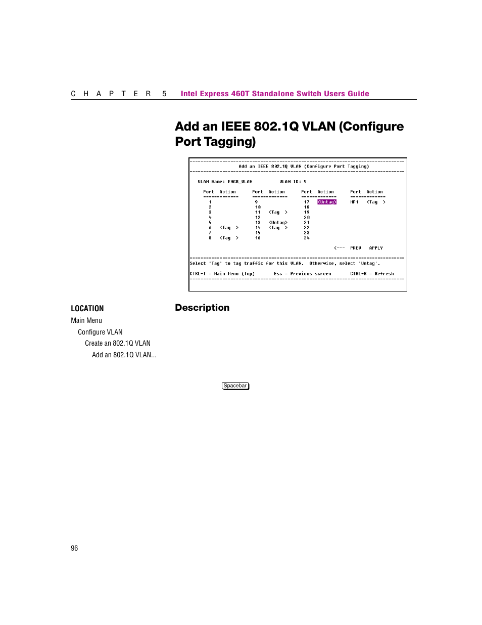 Add an ieee 802.1q vlan (configure port tagging) | Intel 460T User Manual | Page 102 / 150