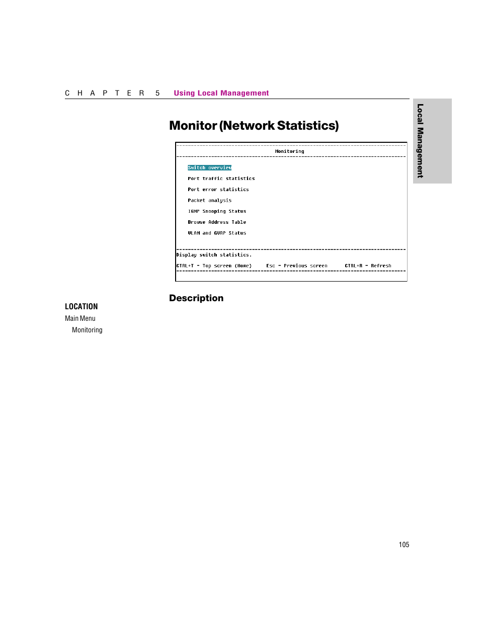 Monitor (network statistics) | Intel 460T User Manual | Page 111 / 150