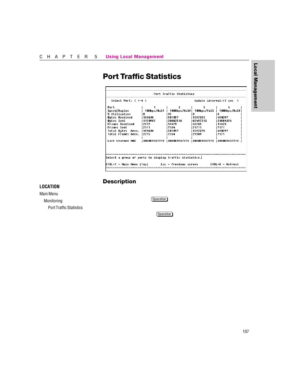 Port traffic statistics | Intel 460T User Manual | Page 113 / 150