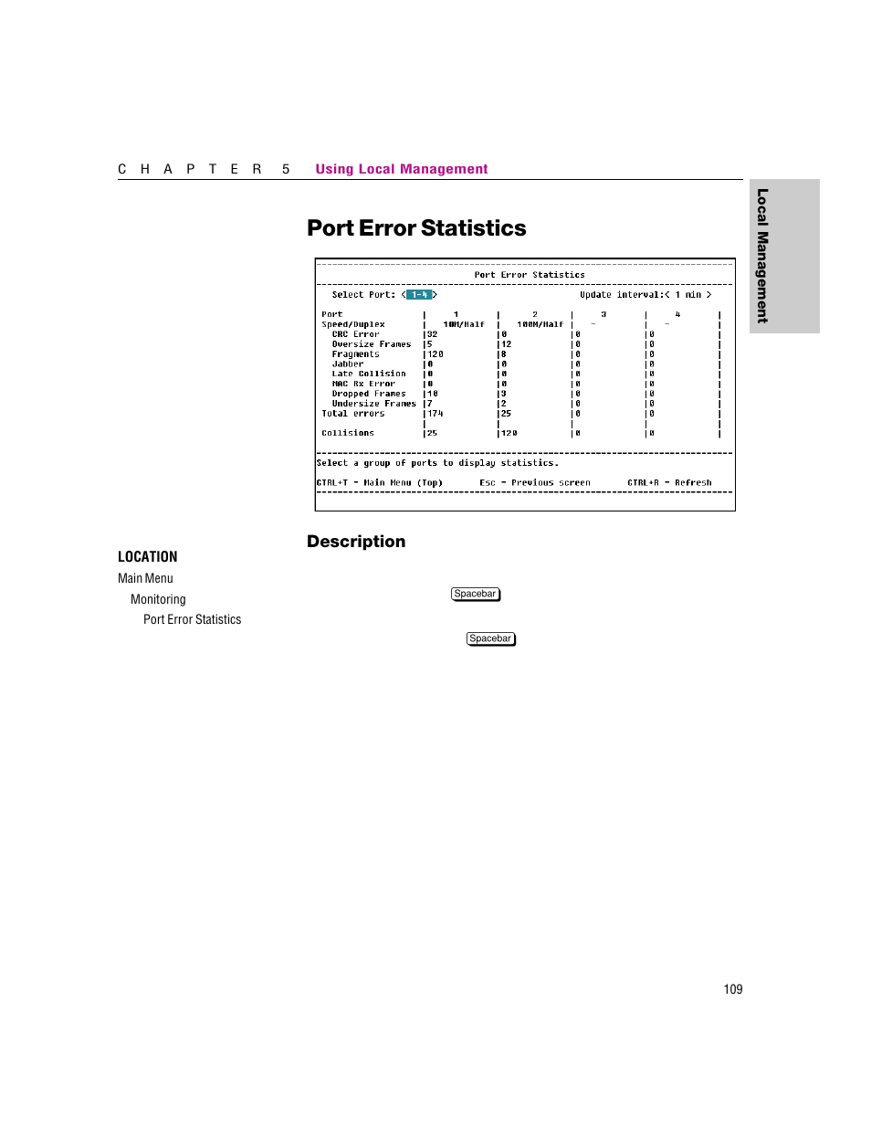 Port error statistics | Intel 460T User Manual | Page 115 / 150