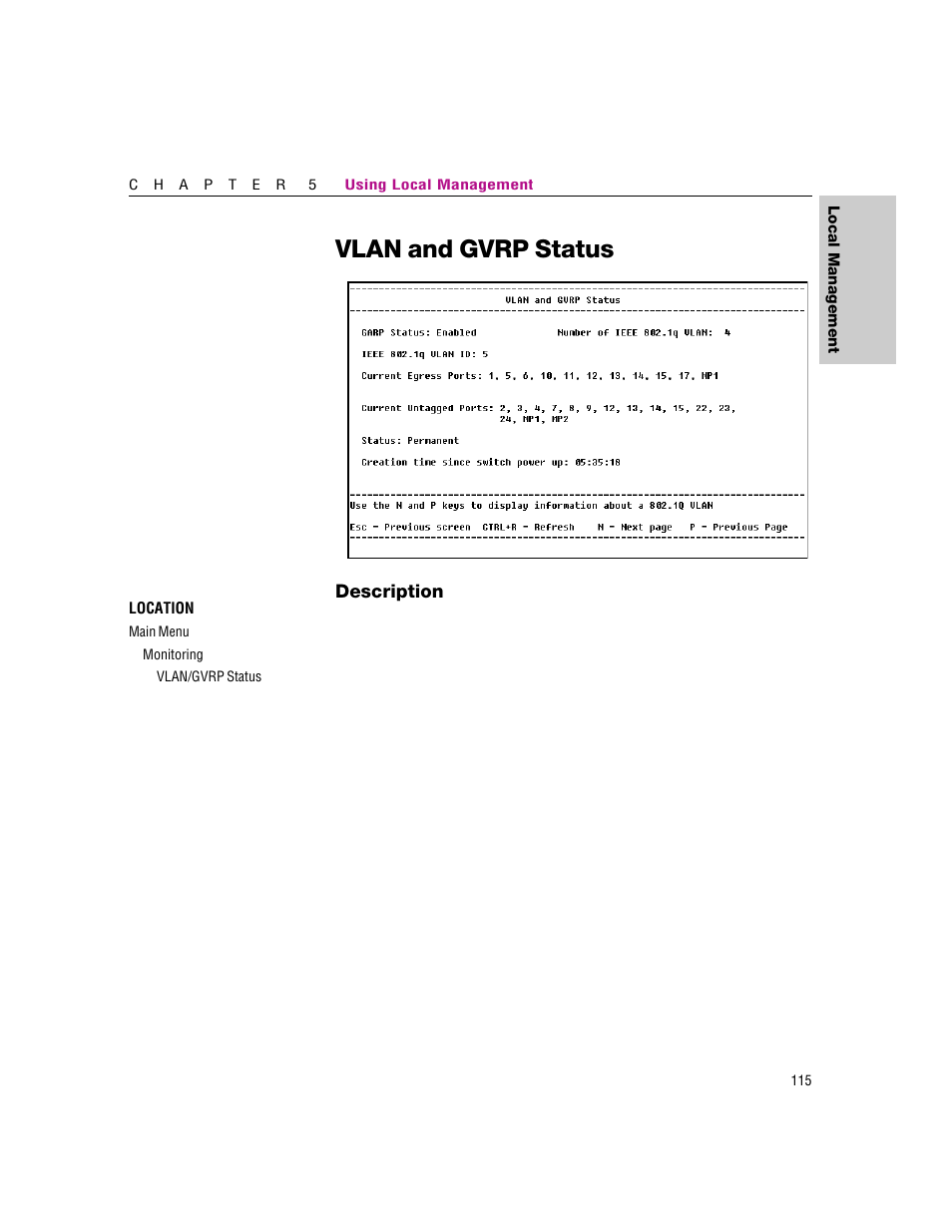 Vlan and gvrp status | Intel 460T User Manual | Page 121 / 150