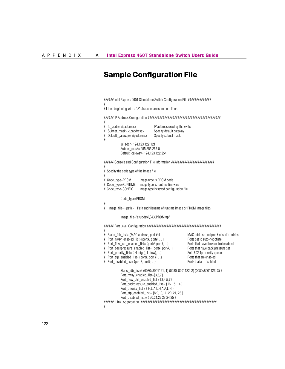 Sample configuration file | Intel 460T User Manual | Page 127 / 150