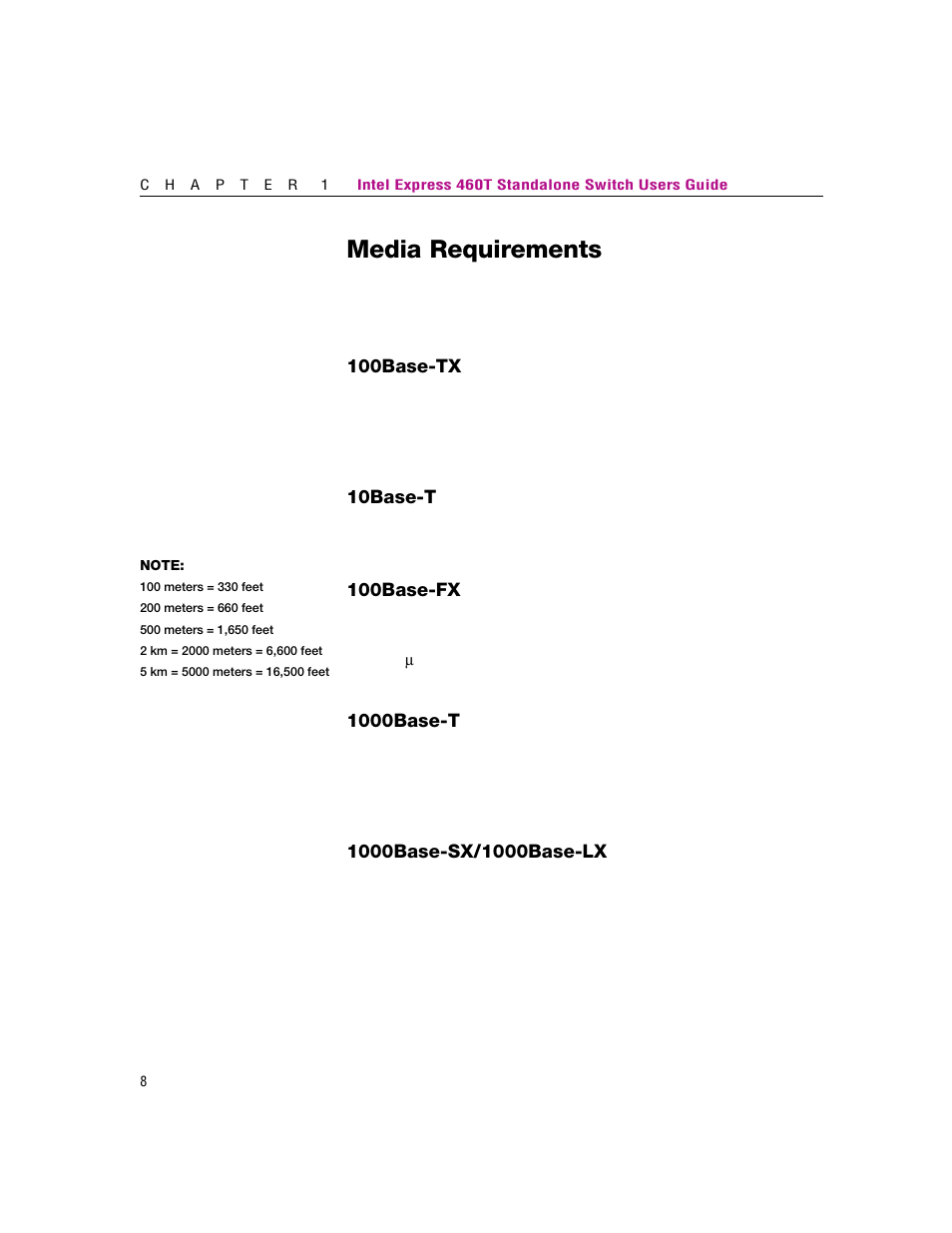 Media requirements | Intel 460T User Manual | Page 14 / 150