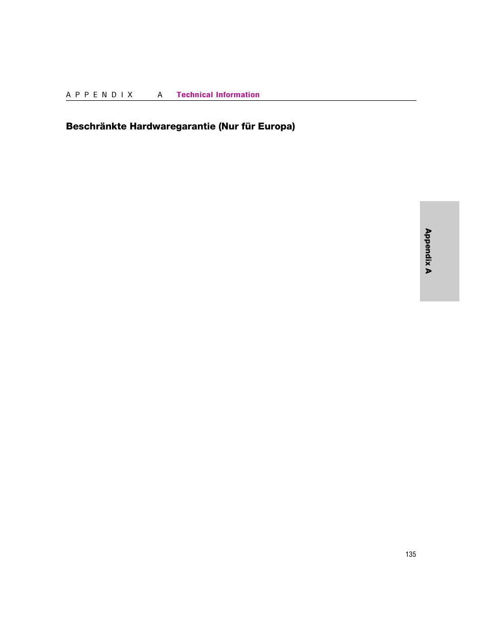 Beschränkte hardwaregarantie (nur für europa), Appendix a | Intel 460T User Manual | Page 140 / 150