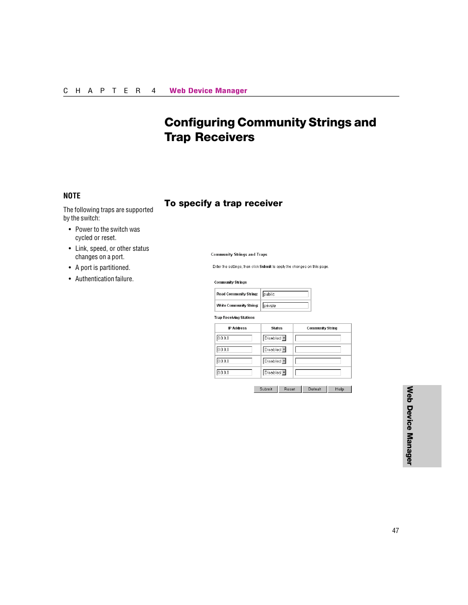 Configuring community strings and trap receivers | Intel 460T User Manual | Page 53 / 150