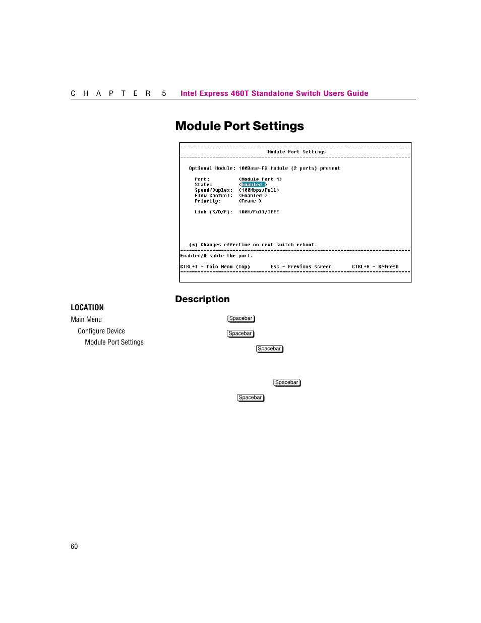 Module port settings | Intel 460T User Manual | Page 66 / 150