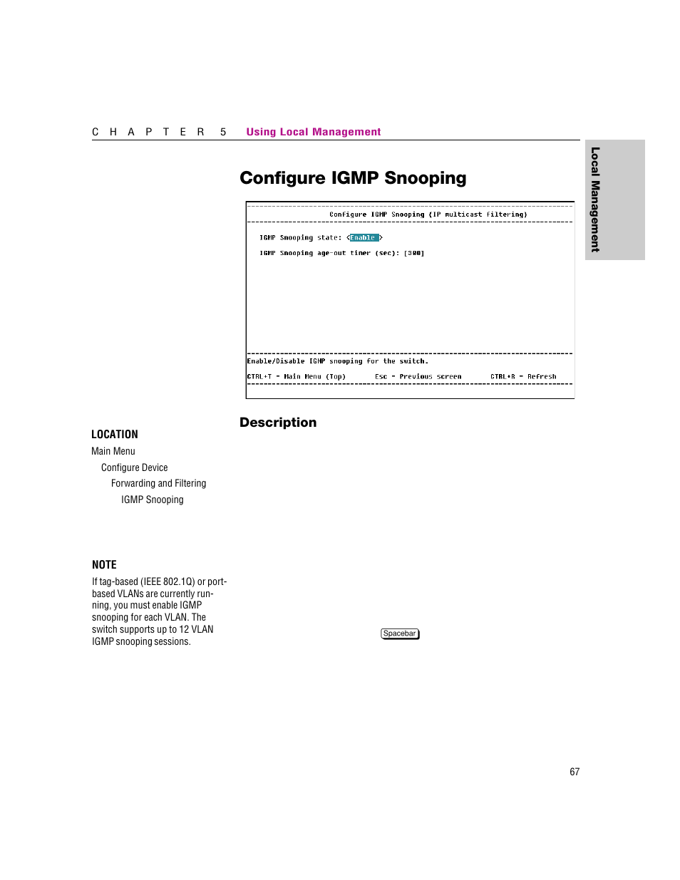 Configure igmp snooping | Intel 460T User Manual | Page 73 / 150