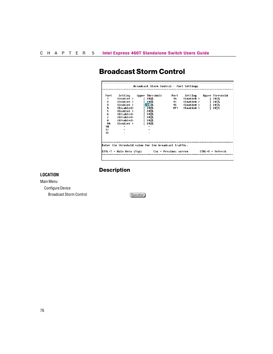 Broadcast storm control | Intel 460T User Manual | Page 82 / 150