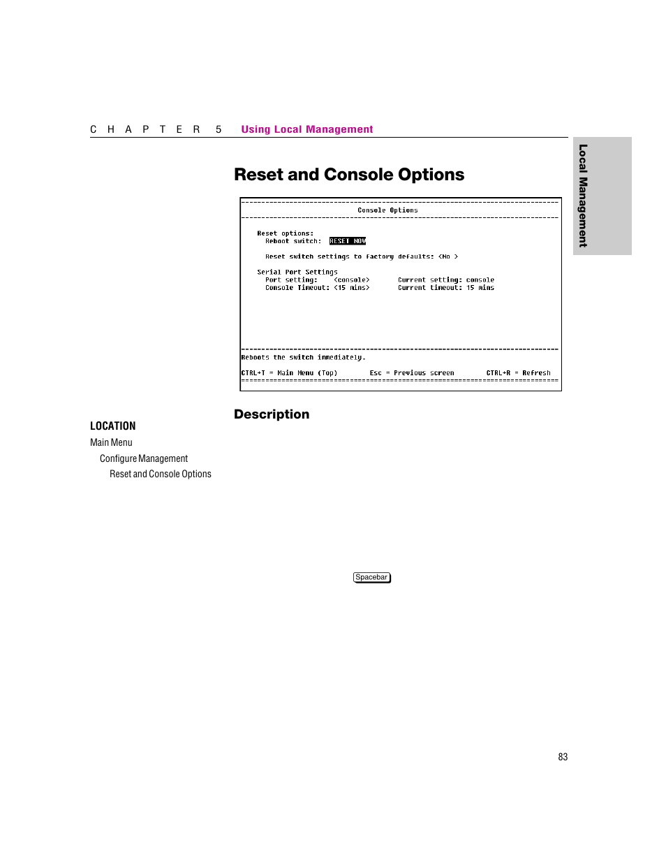 Reset and console options | Intel 460T User Manual | Page 89 / 150