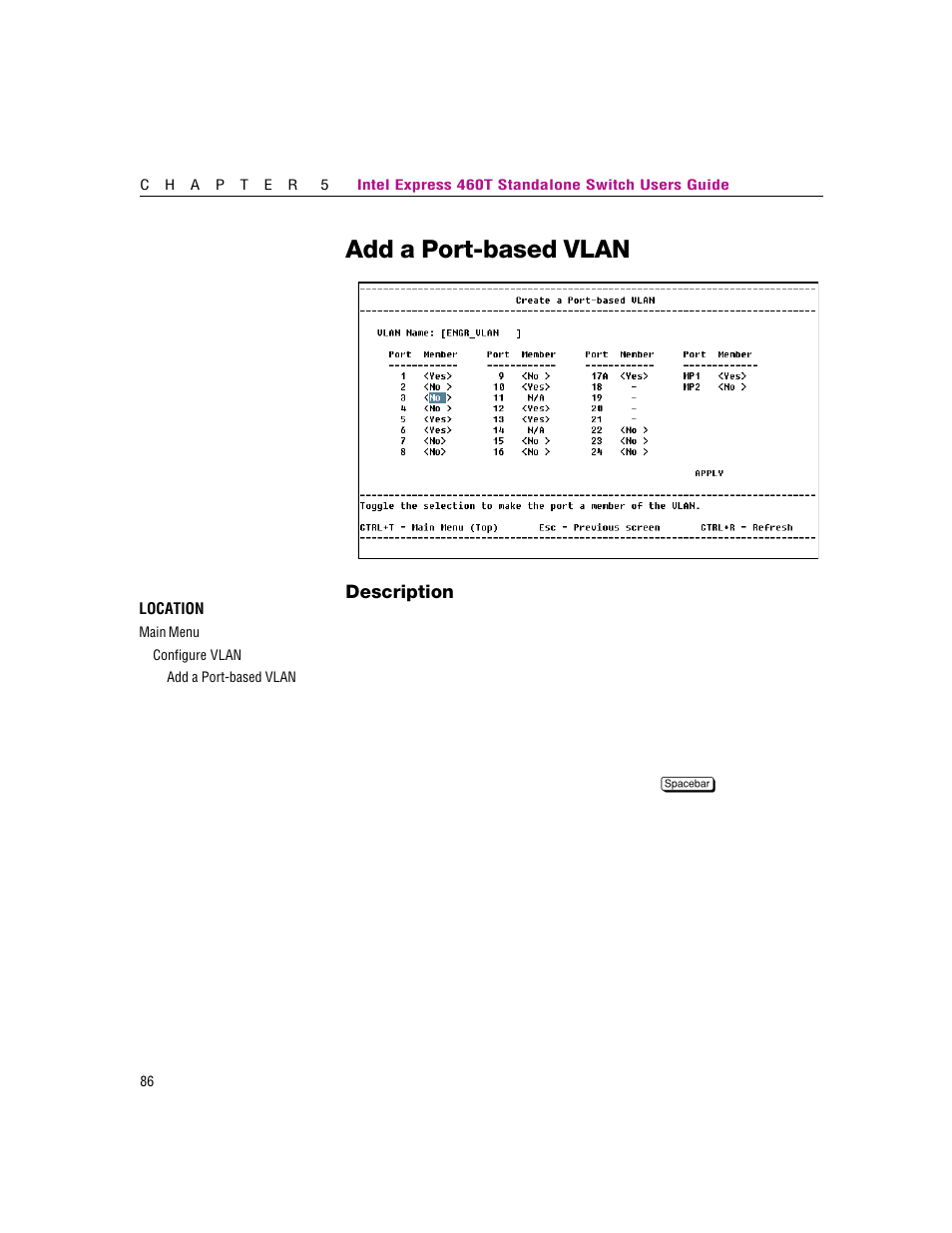 Add a port-based vlan | Intel 460T User Manual | Page 92 / 150