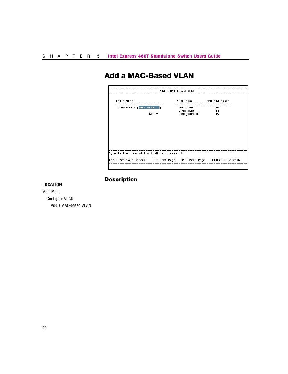 Add a mac-based vlan | Intel 460T User Manual | Page 96 / 150