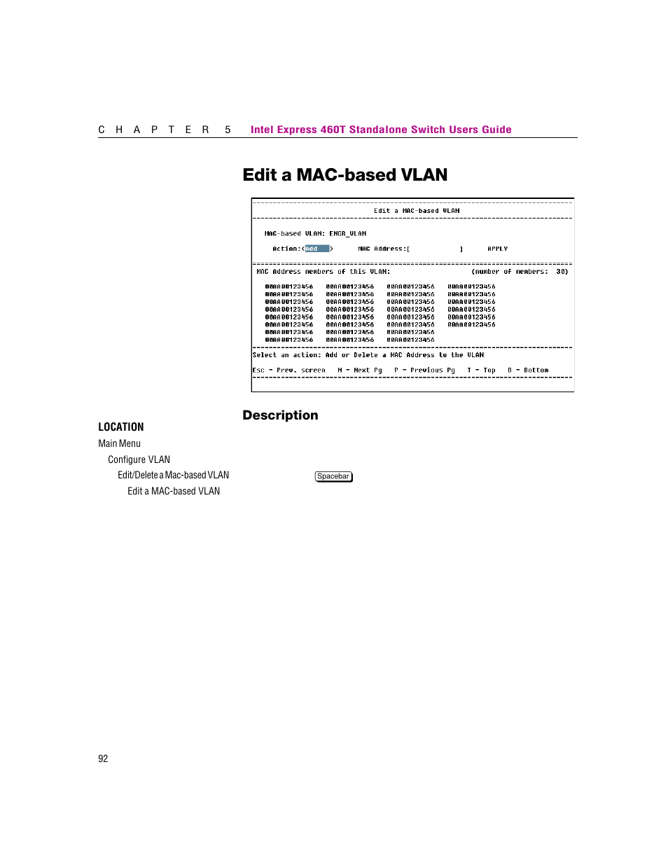 Edit a mac-based vlan | Intel 460T User Manual | Page 98 / 150