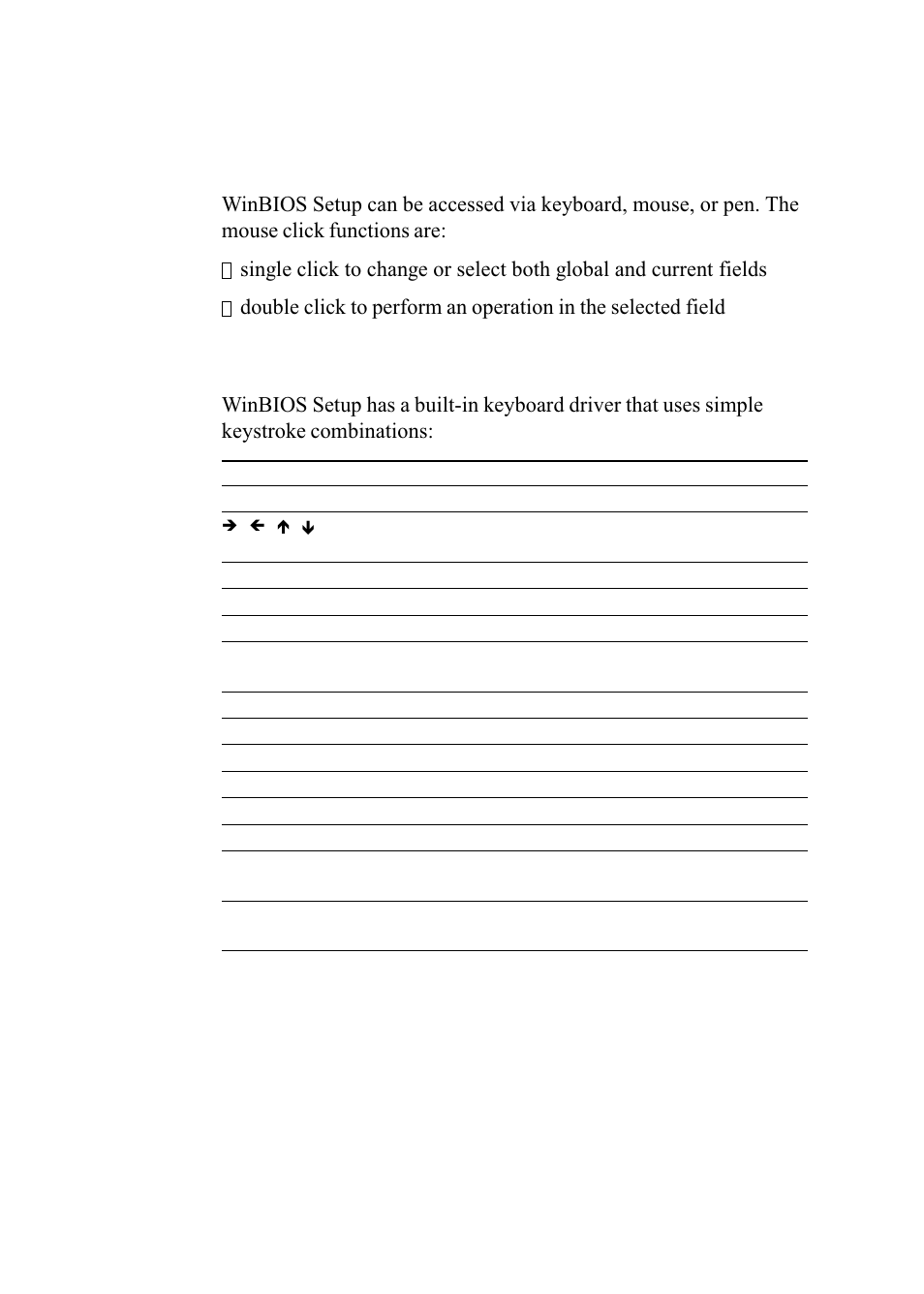 Using a mouse with winbios setup, Using the keyboard with winbios setup | Intel SBC-455 User Manual | Page 45 / 97