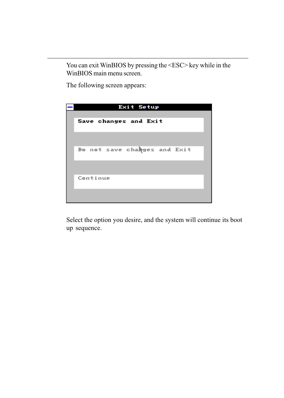 Exiting winbios | Intel SBC-455 User Manual | Page 69 / 97