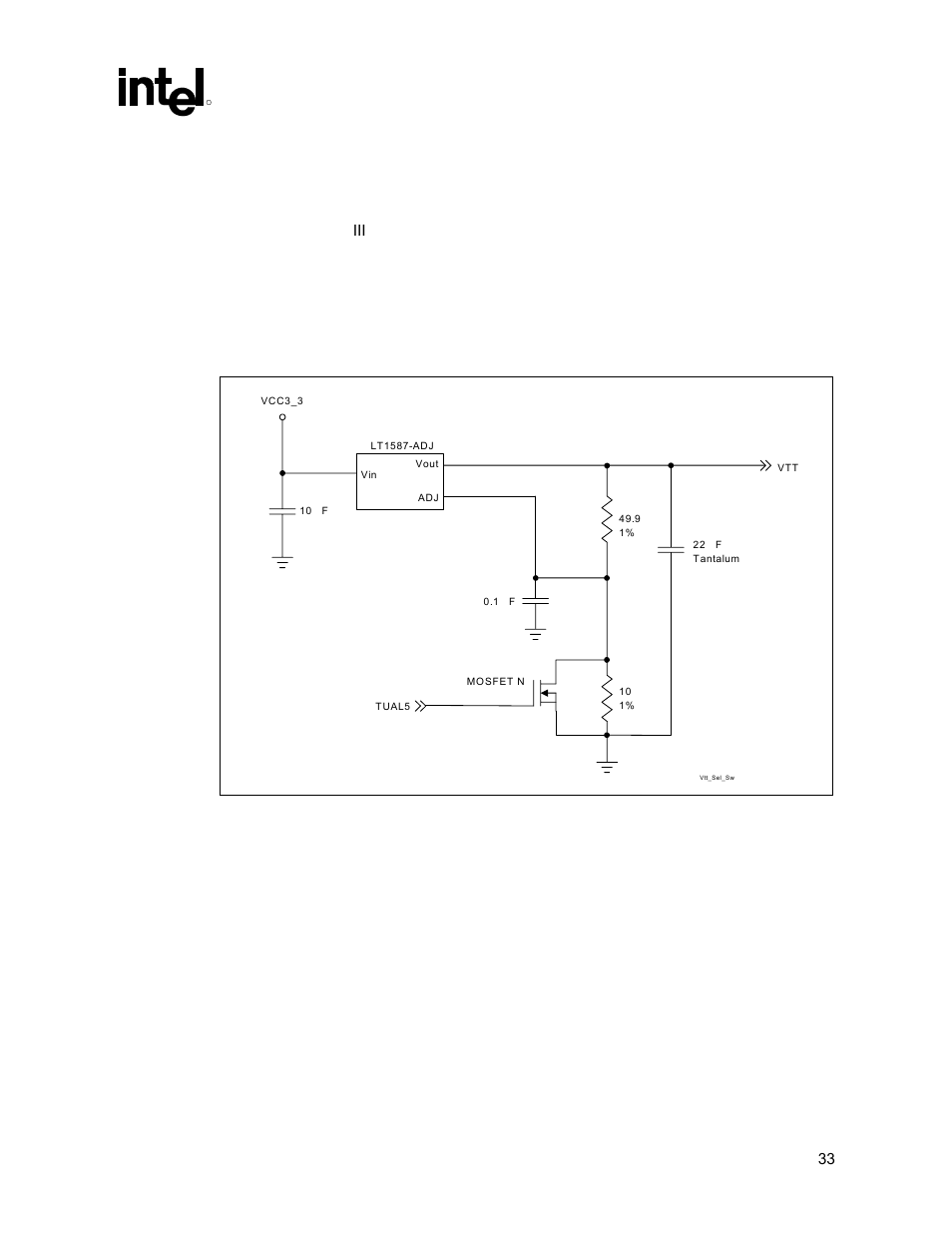 Setting the appropriate processor vtt level, Figure 9. vtt, Selection switch | 3 setting the appropriate processor vtt level | Intel 815 User Manual | Page 33 / 213