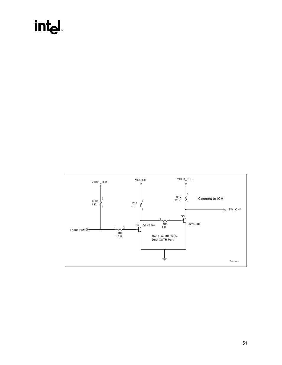 Thermtrip circuit, Thermtrip timing, 1 thermtrip circuit | 1 thermtrip timing | Intel 815 User Manual | Page 51 / 213